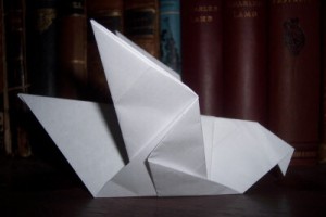 A rejection letter folded into an origami pigeon