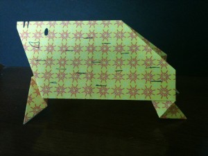 an origami that is either a warthog or a walrus